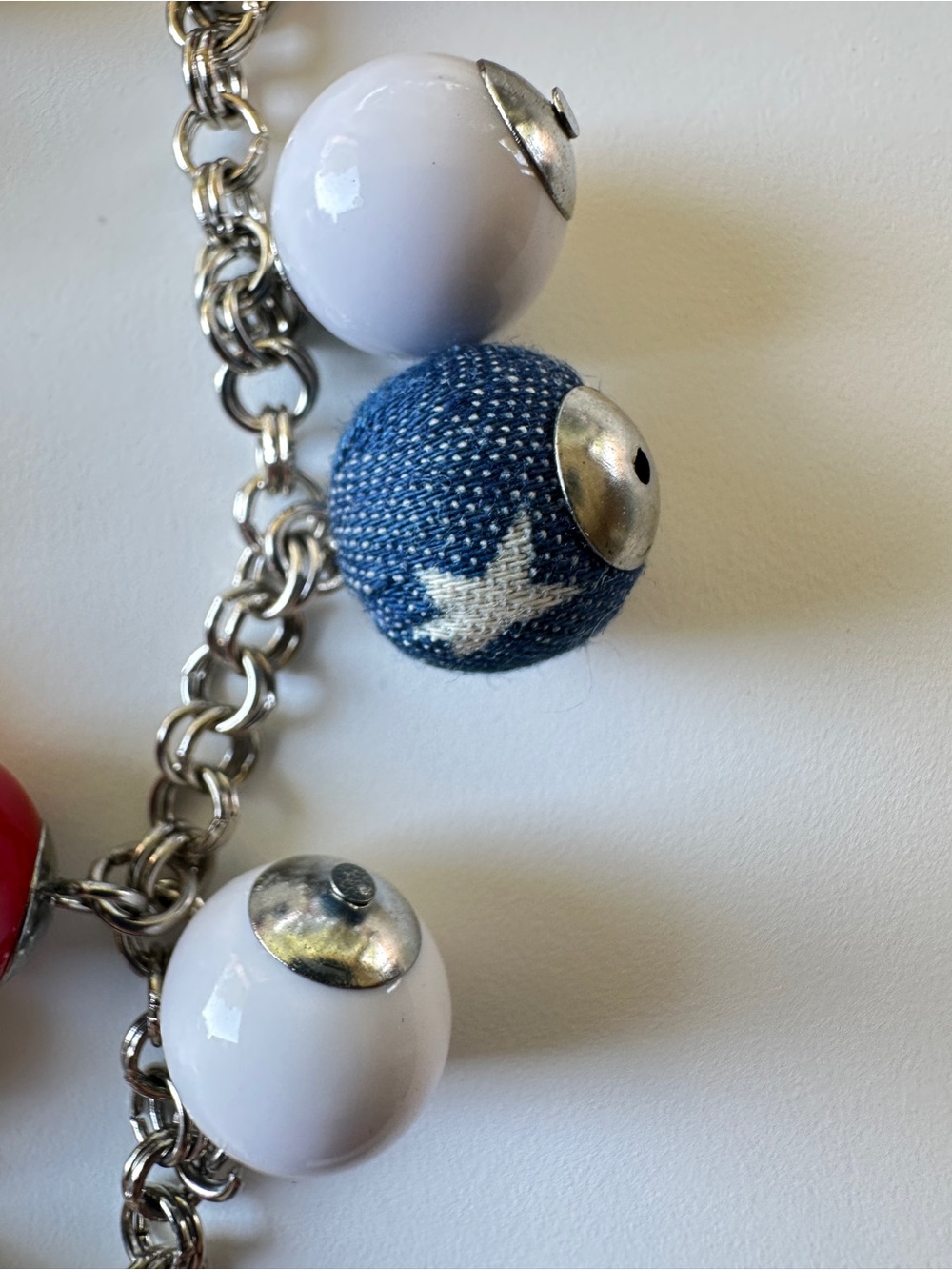 Patriotic Red White and Blue Beaded Statement Necklace - Picture 3 of 11